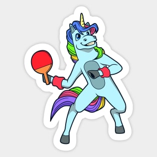 Cartoon unicorn playing table tennis Sticker